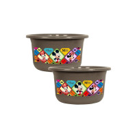 Kuber Industries Disney Check Bath Tub | Feeding Pan and Versatile Utility Gaint Tub | Plastic Bath Tub for Baby | Clothes Washing Tub for Bathroom | TUB-25 LTR | Pack of 2 | Brown