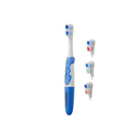 Amazon Basics Electric Automatic Toothbush for Adults- with 3 multicolor replaceable heads - AA Battery Powered