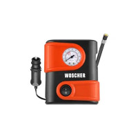 Woscher 1610 Portable Mini Tyre Inflator with Storage Bag, Car Tyre Inflator Pump with Large Analogue Display & Built-in LED Light, 12V DC 100 PSI Tyre Air Pump for Bike, Cycle, Scooter & Car, Black
