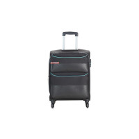 VIP Essencia Durable Polyester Soft Sided Cabin Luggage Spinner Dual Wheels with Quick Access Front Pockets (Cabin, 55cm, Black)