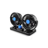 Woschmann Mitchell 12V DC Electric Car Fan for Dashboard, Double Head Cooling Electric Fan, 360 Degree Rotatable Small Fan for Car with 2 Speed Control, ABS Plastic, Dashboard Fan