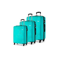 Safari Pentagon 3 Pc Set 55, 65 & 75 Cms- Small, Medium & Large Polypropylene (Pp) Hard Sided 4 Wheels 360 Degree Rotation Luggage Set/Speed_Wheel Suitcase Set/Trolley Bag Set (Cyan Blue)