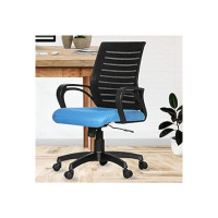Da URBAN® Tulip Mid-Back Revolving Mesh Ergonomic Chair for Home & Office with Tilt Lock Mechanism, Armrest & High Comfort Seating (Blue)