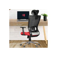 Da URBAN® Mascot High Back Revolving Mesh Office Executive Ergonomic Chair with Adjustable Armrest & Headrest and Tilt Lock, Long Day Comfort, (Red)