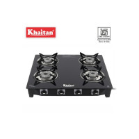 Khaitan Active with Forged Black Toughened Glass Manual Gas Stove  (4 Burners)
