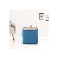 HomeTown Classic Engineered Wood Ottoman in Teal Color