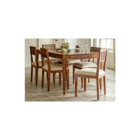 The Attic Ambient KL-1764 Six Seater Dinner Table Set (Lacquered Finish, Honey)
