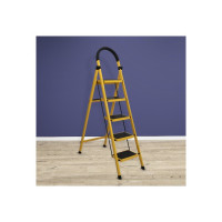 Plantex Compact Foldable 5-Step Ladder for Home - Wide Anti Skid Steps (Yellow & Black) Steel Ladder  (With Platform)