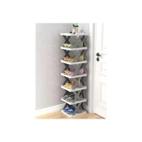 Black Olive Foldable Multi Layer Shoe Rack - Plastic Adjustable Space Saver Stackable Entryway Shoe Organizer for Closet Narrow Shoe Shelf Shoe Cabinet Free Standing Rack for Home, Office (6 Layer)