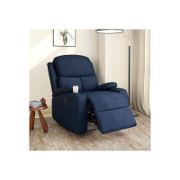@home by Nilkamal Matt 1 Seater Fabric Manual Recliner with Cup Holder (Blue)
