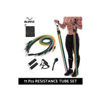 SLOVIC 11 pc Resistance Tube/Band with Foam Handles, Door Anchor for Men and Women Resistance Tube  (Multicolor)