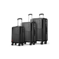Safari Astra 8 Wheels 56, 66 and 76 Cms Small, Medium and Large Trolley Bags Hard Case Polycarbonate 360 Degree Wheeling System Luggage, Trolley Bags for Travel Set of 3, Suitcase for Travel, Black