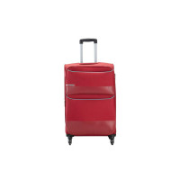 VIP Essencia Durable Polyester Soft Sided Check-in Luggage Spinner Dual Wheels with Quick Access Front Pockets (Medium, 69cm, Red)