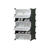 AYSIS DIY Shoe Rack Organizer/Multi-Purpose Plastic 5 Layers Portable and Folding Shoe Rack (Black)