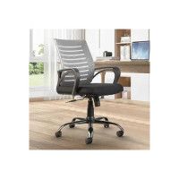 CELLBELL Desire C104 Mesh Mid Back Ergonomic Office Chair/Study Chair/Revolving Chair/Computer Chair for Work from Home Metal Base Seat Height Adjustable Chair [Grey]