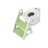 GOCART WITH G LOGO Baby Toilet Seat 2 in 1 with Step Stool, Triangle Stand, Children's PU Padded Toilet Seat with Stairs (GREEN)