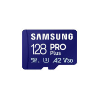 SAMSUNG PRO Plus microSD Memory Card + Adapter, 128GB MicroSDXC, Up to 180 MB/s, Full HD & 4K UHD, UHS-I, C10, U3, V30, A2 for Android Phones, Tablets, Action Camera, Drone, MB-MD128SA/APC