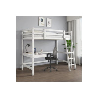 @home By Nilkamal Genius Solid Wood Bunk Bed with Study Table & Side Ladder for Kids (White) | 1 Year Warranty