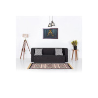 Peachtree Home Accents Zoe 3-Seater Jute Sofa Cum Bed in Black Colour for Home and Living Room in - 3 Seater