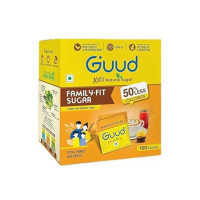 GUUD Sugar 100 Sachets -Family Fit 100% Natural Sugar|50% Fewer Calories | Low GI|Enriched with Ayurvedic Herbs for Gut Health & Digestion|Tastes Like Regular Sugar -Healthy & Nutritious|No Aftertaste