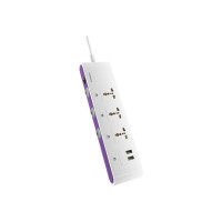 Crompton Powerbox Alpha SU 5 Socket Extension Boards  (White, Purple, 2 m, With USB Port)