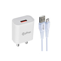 pTron Volta 12W Single Port USB Fast Charger, BIS Certified, Made in India Wall Charger Adapter, Universal Compatibility (1 m Micro USB Cable Included, White)