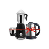 Lifelong Stainless Steel Mixer Grinder 500 W (2 Jar, Black) With Electric Kettle 1.5 Litre 1500W For Boiling Water, Soup (Silver) Super Combo | Combo For, 1.5 Liter, 500 Watt