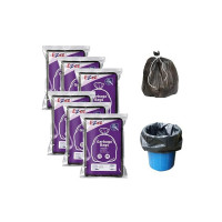 Ezee Flat Biodegradable Garbage Bags Medium Black 180 Pcs | 19 X 21 Inch | 30 Pcs x Pack of 6 | Dustbin Trash Bag