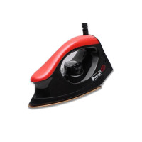 MILTON Premium-333 1000 Watt Dry Iron Press | heavy duty dry iron press for clothes | light weight | Non stick coated sole plate | temperature control dial | 1 Year Warranty | Black - Red