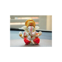 Perpetual Ganesh Idol for Car Dashboard - Beautiful Ganapati Idol for Home Decor, Office Desk, Diwali Gifts Polyresin Figurine