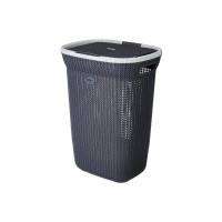 Amazon Brand - Solimo Knit Laundry Basket - Big - 55 Litres - 44 cm x 35 cm x 61 cm | Dark Grey