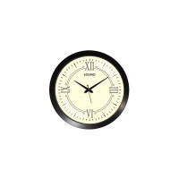 Amazon Brand - Solimo 14-inch Classic & Slim Roman Numbers Silent Movement Plastic Wall Clock - Black & Cream