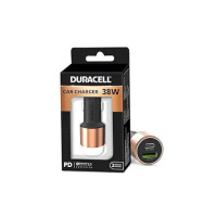 Duracell 38W Fast Car Charger Adapter with Dual Output. Quick Charge, Type C PD 20W & Qualcomm Certified 3.0 Compatible for iPhone, All Smartphones, Tablets & More (Copper & Black)