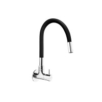 Lifelong Sink Cock with Flexible Spout Kitchen|Kitchen Sink Spout - Wall Mount Installation (LLKASS01, Black, 1 Year Warranty)