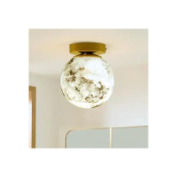 Homesake® Mid Century Modern Bubble Flush Mount Ceiling Lighting Fixture, Gold Flush Mount Lamp, Glass Globe Shade (6" Saturn)