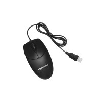 Amazon Basics Wired Mouse | 1000 DPI Optical Sensor | Plug and Play | Compatible with PC, Laptop (Black)