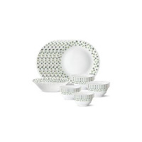 Larah by Borosil Sage Silk Series Opalware Dinner Set | 19 Pieces for Family of 6 | Microwave & Dishwasher Safe | Bone-Ash Free | Crockery Set for Dining & Gifting | Plates & Bowls | White,Floral