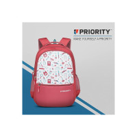 Priority Achiever 002 35 Liters Rose Polyester Stylish College Bag | Printed Backpack Unisex Bag for College Office Suitable for Men & Women (25886)