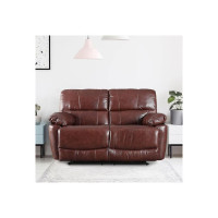 HomeTown Charles Half Leather Two Seater Recliner in Brown Colour
