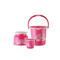 Cello Kidzbee Unicorn Splash Bathroom Set | Sturdy and Durable | Lightweight and Rigid | Easy to Clean and Attractive Design | Pink, Set of 3 (Coupon)
