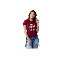 Miss Chase Women's Maroon 100% Cotton T-Shirt