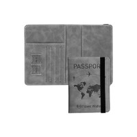 DAHSHA Grey RFID Blocking PU Leather Travel Passport Holder Cover Travel Wallet Organiser Passport Case Travel Document Organiser for Men & Women(14.8 X 11CM)
