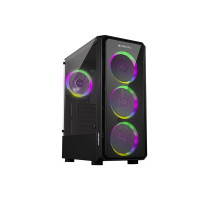 ZEBRONICS Invicta PRO Mid-Tower Premium Gaming Cabinet ATX/mATX/Mini ITX, 3X 120mm Front + 1x 120mm Rear Fan, RGB Halo Glow Ring Fan, Front & Side Tempered Glass Panel