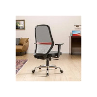 Green Soul® Eva Office Chair, Mid Back Mesh Ergonomic Computer, Desk Chair, Work from Home Chair with Built-in Lumbar Support, Heavy Duty Metal Base & High Comfort Seating (Black Red)