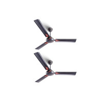 LONGWAY Creta P2 1200 mm/48 inch Ultra High Speed 3 Blade Anti-Dust Decorative Star Rated Ceiling Fan (Smoked Brown, Pack of 2)