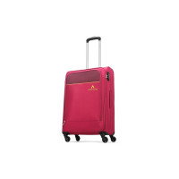 Aristocrat Oasis Plus Medium Size Soft Check in Luggage (69 cm) | Spacious Polyester Trolley with 4 Wheels and Combination Lock | Dazzling Red | Unisex| 5 Year Warranty