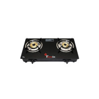 Thermador Toughened ISI Certified 2 Brass Burner Glass Top Gas Stove (LPG Use Only, Auto Ignition, Black)