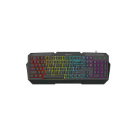 Ant Value Wired Membrane Gaming Keyboard with Backlit 7-Color Rainbow LED, IPX4 Splashproof, Anti-Ghosting Keys, 104 Silent keys for PC & Laptop - Black
