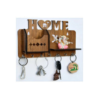 Arpita Crafts HEARTHOME Wood Key Holder  (7 Hooks, Beige)