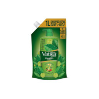Dabur Vatika Health Shampoo - 1L (Refill Pouch) | With 7 natural ingredients | For Smooth, Shiny & Nourished Hair | Repairs Hair damage, Controls Frizz | For All Hair Types | Goodness of Henna & Amla